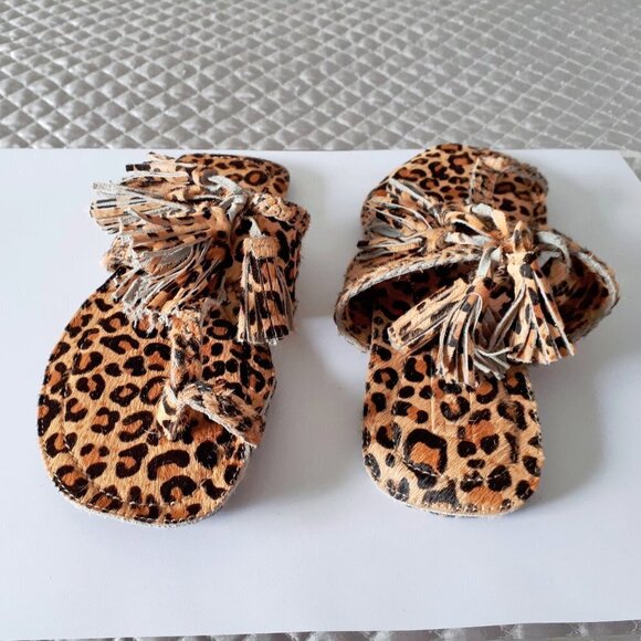 NWT Topshop animal print fleur fringe sandals - Picture 8 of 10